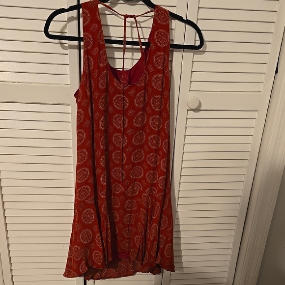 THML Embroidered Halter Sundress | Red Boho Festival Mini | Size S NWOT - Picture 2 of 3